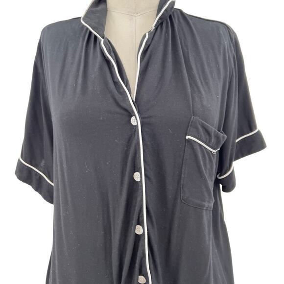 Cozy Earth Stretch-Knit Short Sleeve Pajama Top Black Size Small - Picture 3 of 10